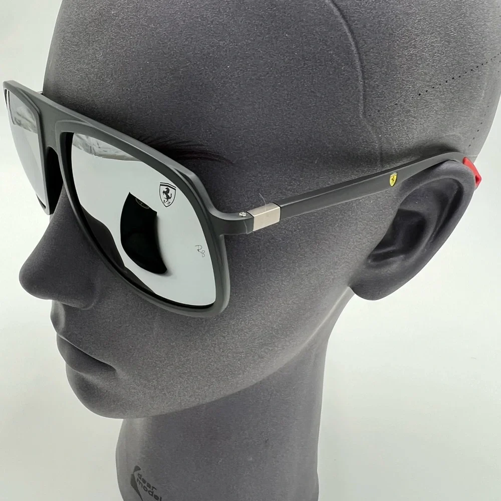 Ray-Ban RB4308M Scuderia Ferrari Matte Grey Mirror Sunglasses RB4308M F6266G 57